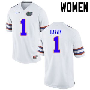 Women's Florida Gators #1 Percy Harvin NCAA Nike White Authentic Stitched College Football Jersey WVH6062NT